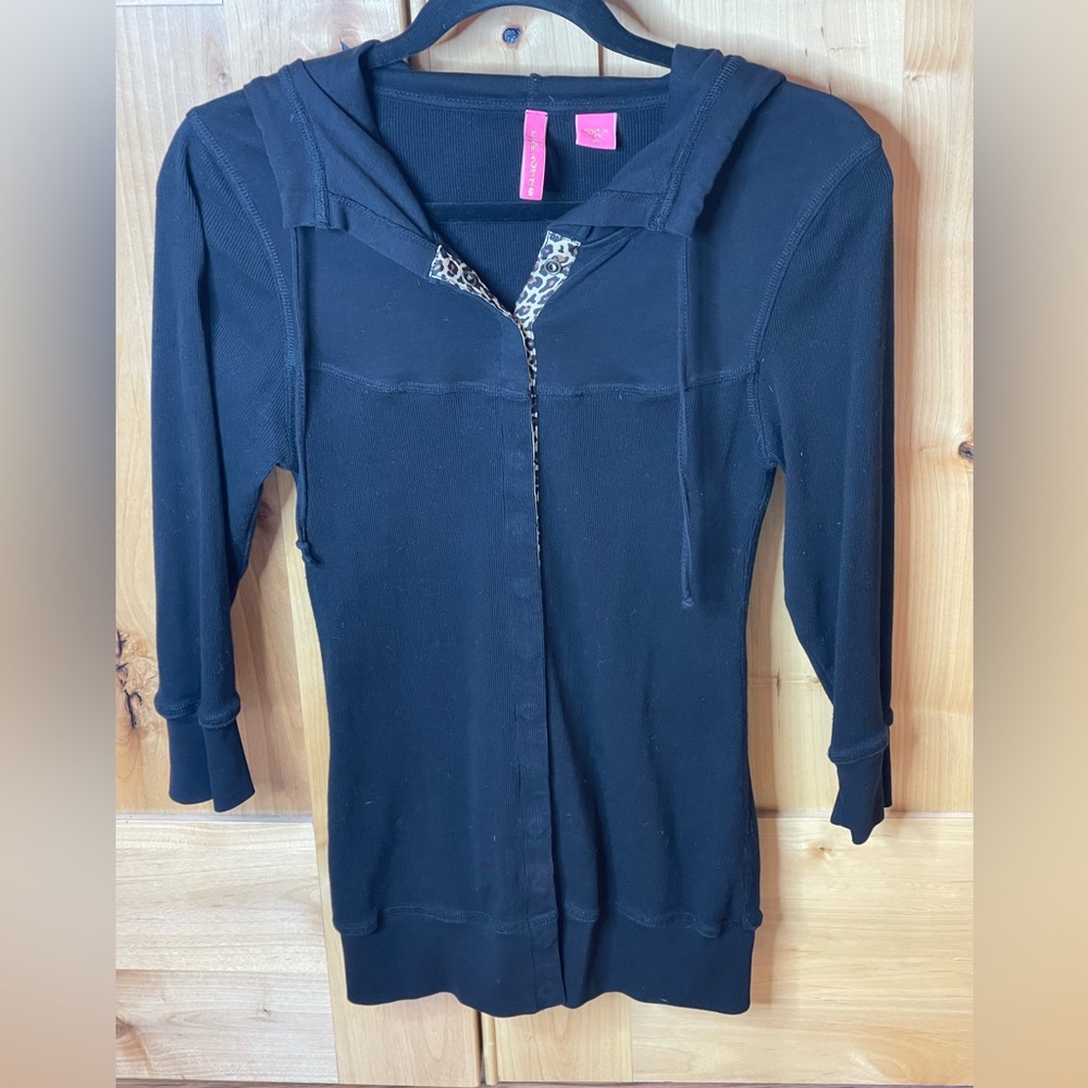 Charlotte Cotton 3/4 sleeve hooded cardigan